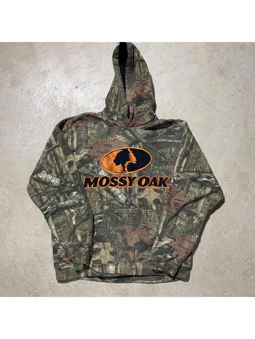 Mossy Oak Break-Up Infinity Camo Hoodie Mens L Hunting Pullover Orange Logo